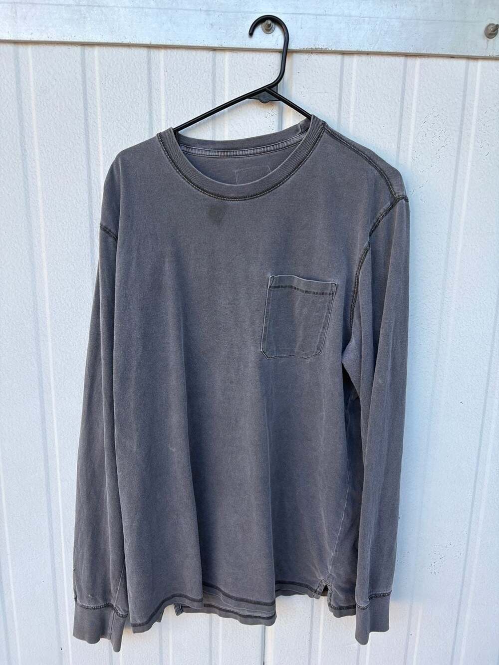 Goodfellow & Co Men's Vintage Long Sleeve Pocket T-Shirt Charcoal Gray